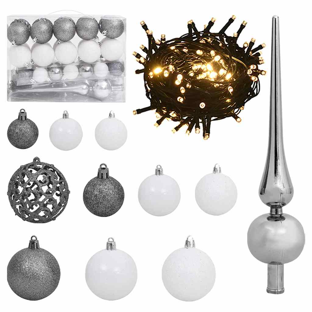 Kunstkerstboom 150 LED's kerstballen en sneeuw 150 cm – afbeelding 6