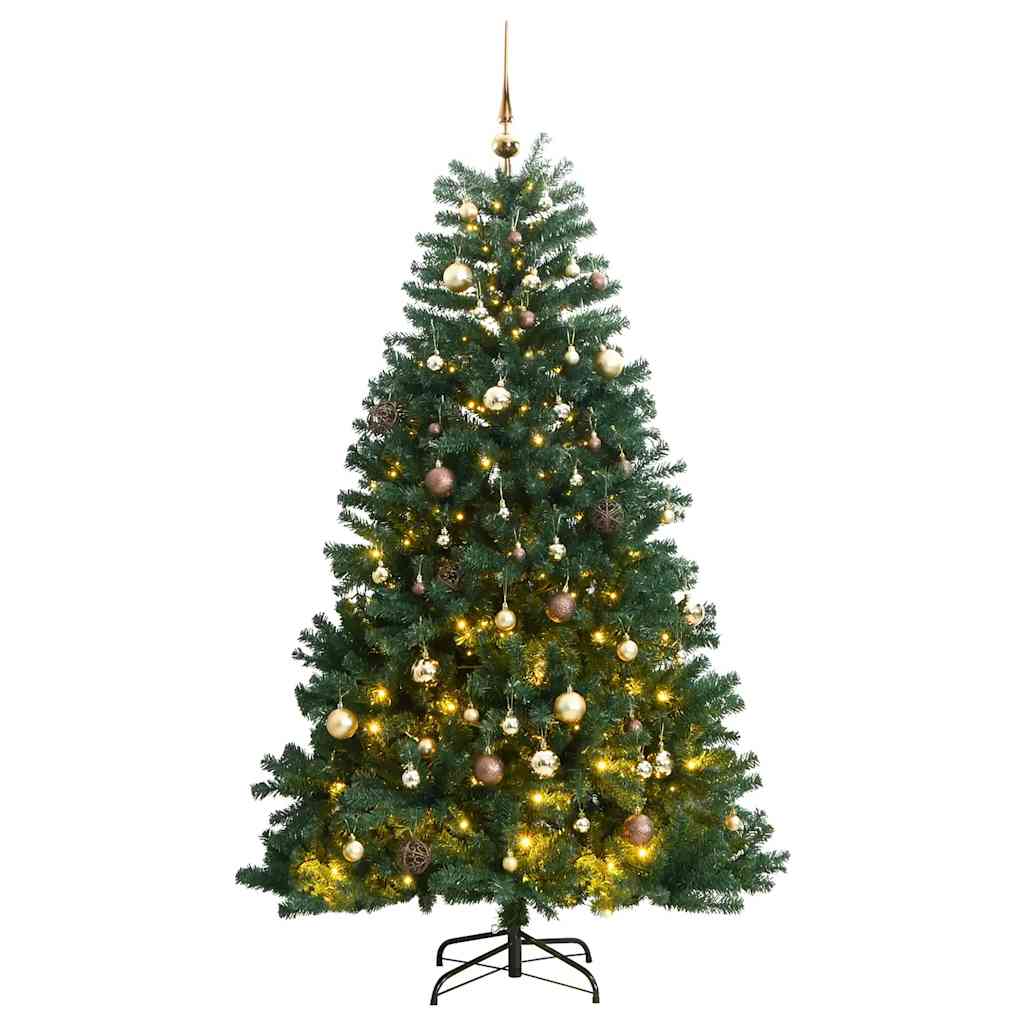 Kunstkerstboom met scharnieren 300 LED's en kerstballen 180 cm – afbeelding 1