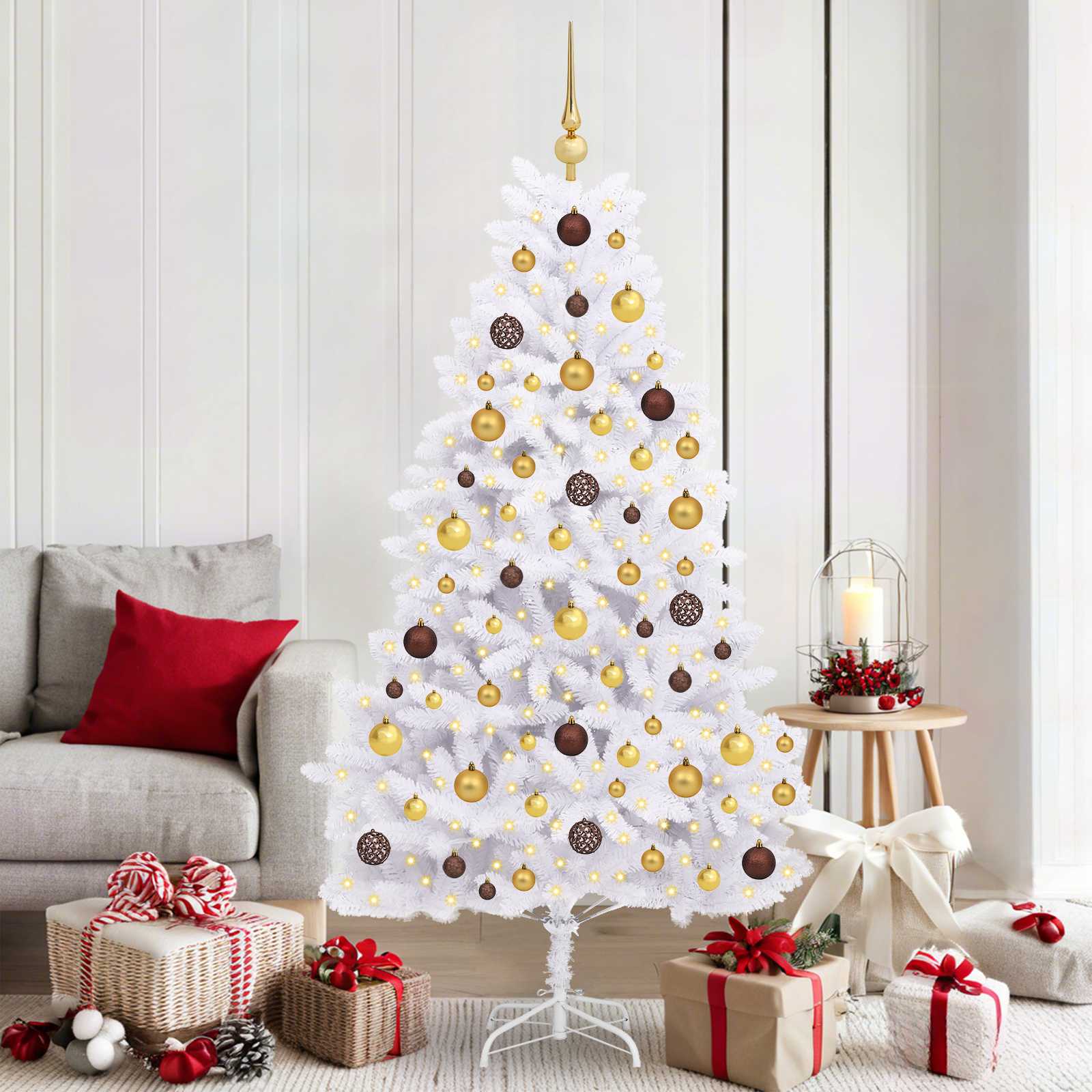 Kunstkerstboom Wit 90 x 90 x 180 cm PVC en Metaal