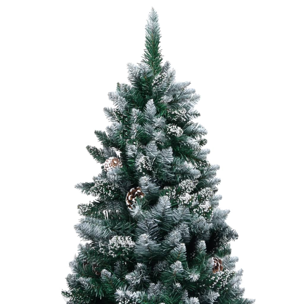 Kunstkerstboom met dennenappels en witte sneeuw 150 cm – afbeelding 2