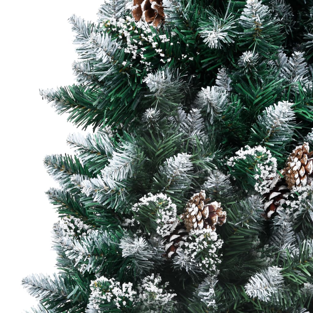 Kunstkerstboom met dennenappels en witte sneeuw 150 cm – afbeelding 3