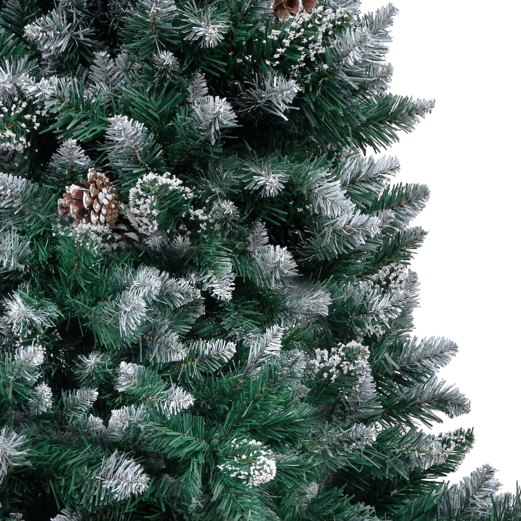 Kunstkerstboom met dennenappels en witte sneeuw 150 cm – afbeelding 4