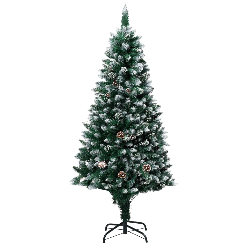 Kunstkerstboom met dennenappels en witte sneeuw 180 cm – afbeelding 1