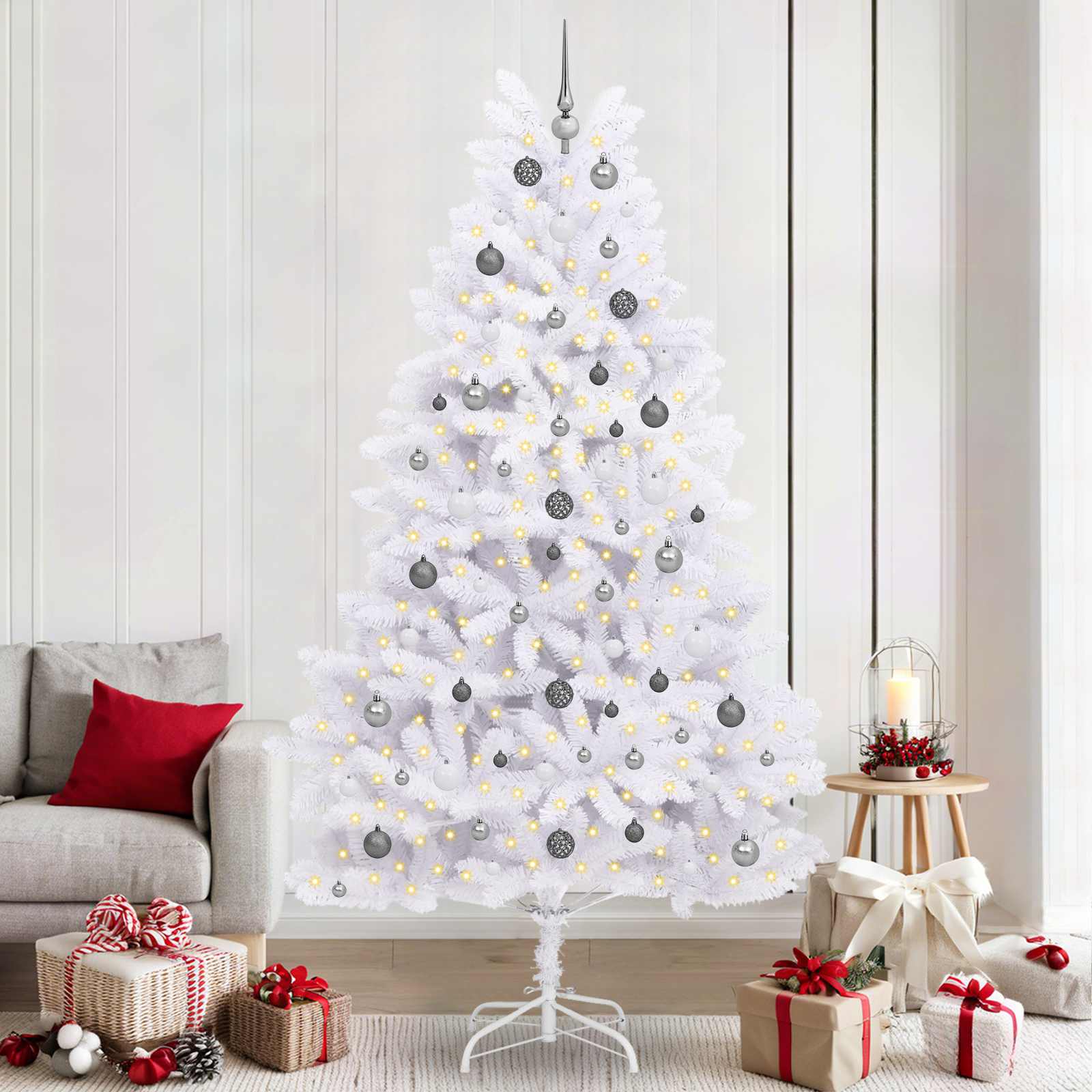 Kunstkerstboom Wit 120 x 120 x 240 cm PVC en Metaal
