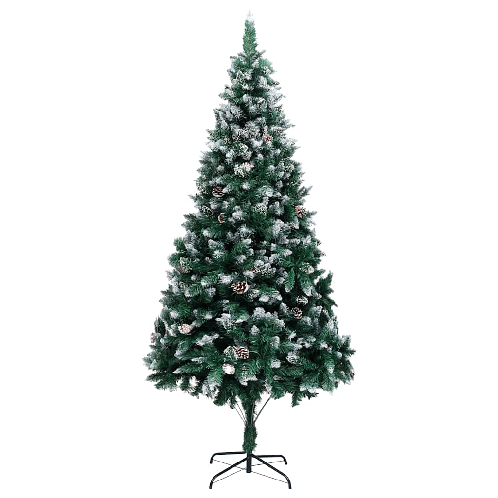 Kunstkerstboom met dennenappels en witte sneeuw 240 cm