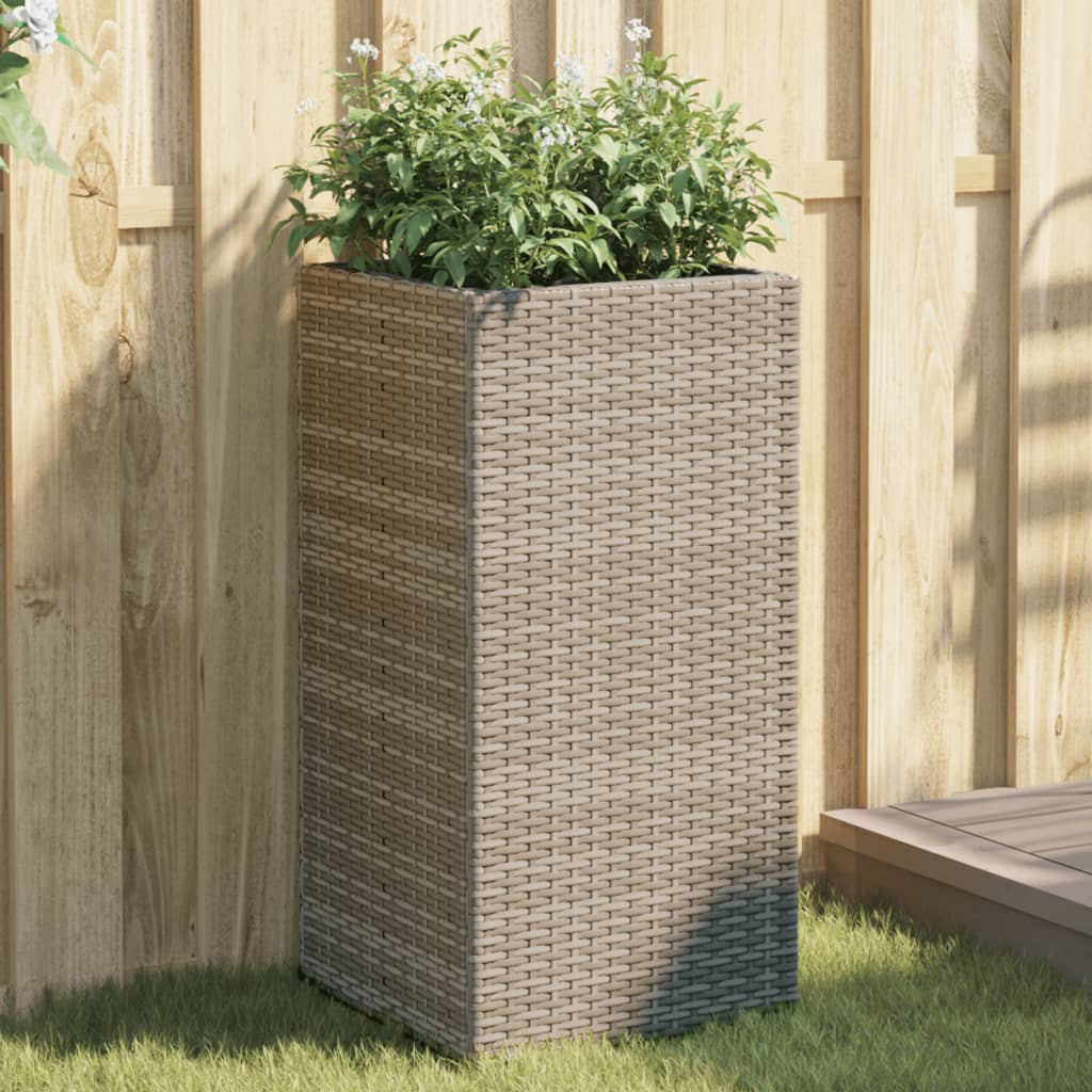 Plantenbakken 2 st 40x40x80 cm poly rattan grijs – afbeelding 1