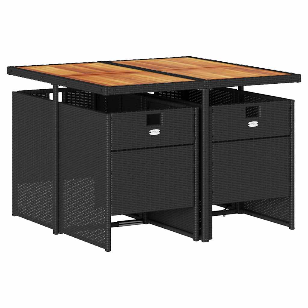 5-delige Tuinset met kussens poly rattan zwart – afbeelding 3