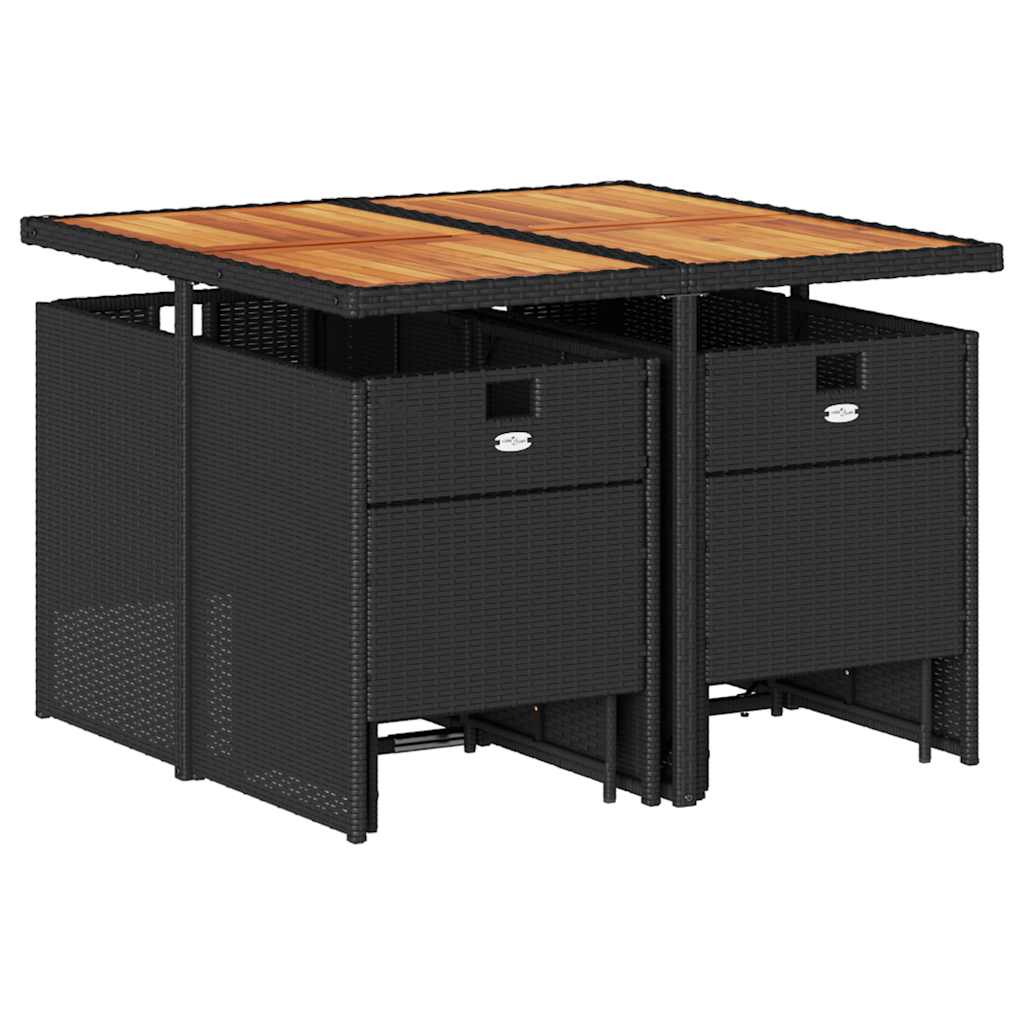 9-delige Tuinset poly rattan zwart – afbeelding 3
