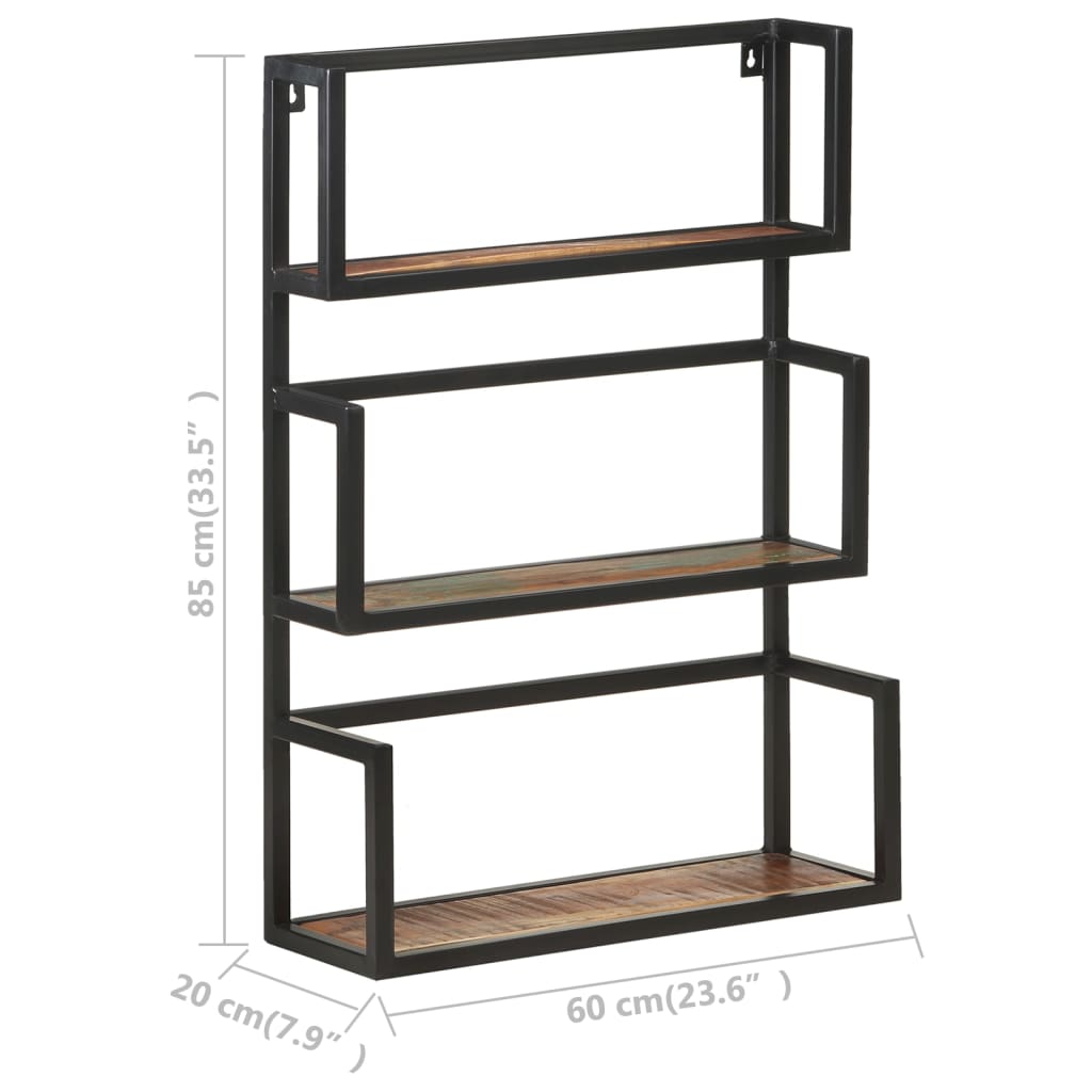 Wandrek 60x20x85 cm massief gerecycled hout – afbeelding 7