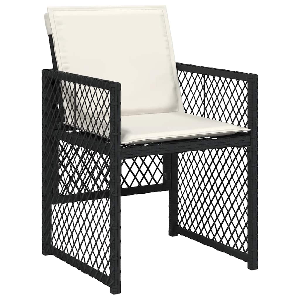 11-delige Tuinset met kussens poly rattan zwart – afbeelding 4
