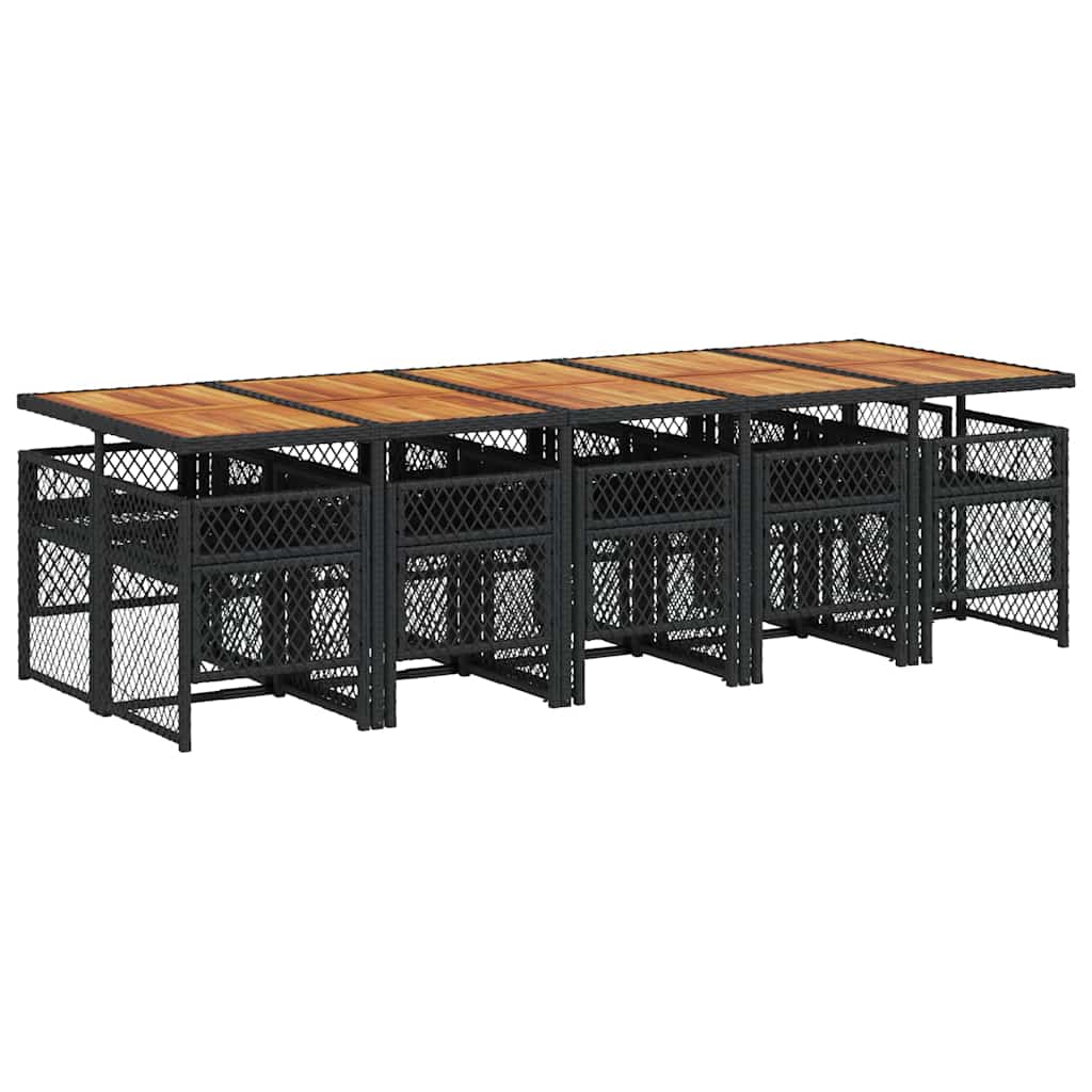 11-delige Tuinset met kussens poly rattan zwart – afbeelding 5