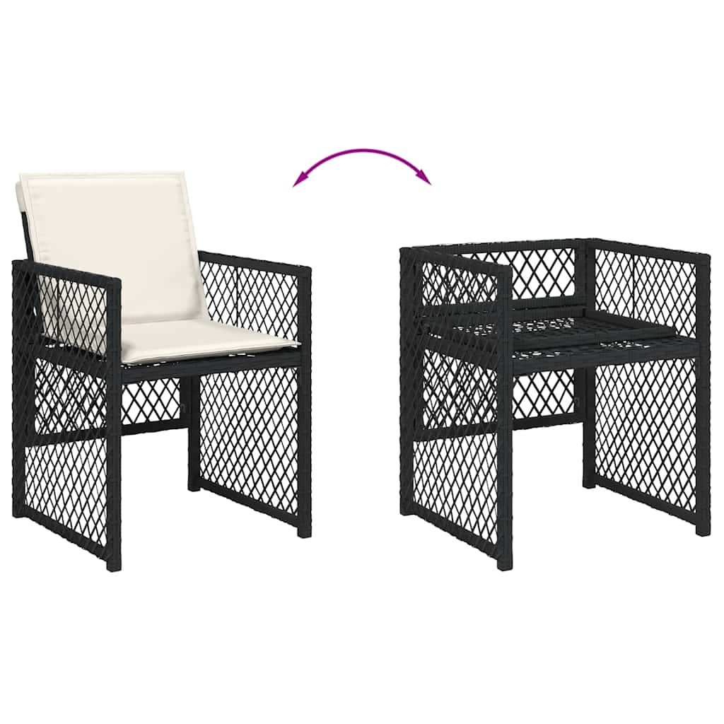 11-delige Tuinset met kussens poly rattan zwart – afbeelding 6