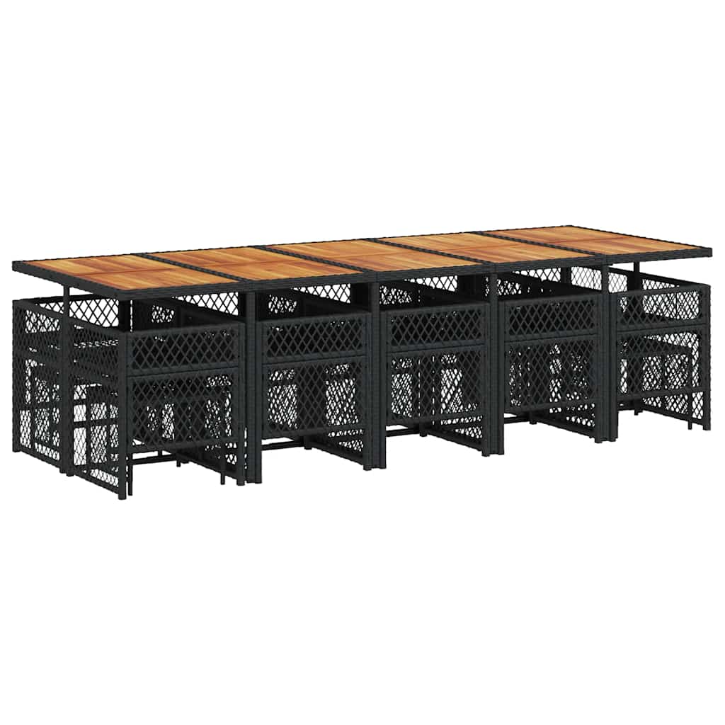 15-delige Tuinset met kussens poly rattan zwart – afbeelding 6