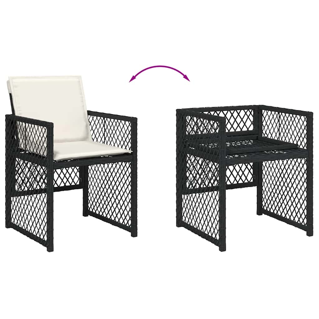 15-delige Tuinset met kussens poly rattan zwart – afbeelding 7