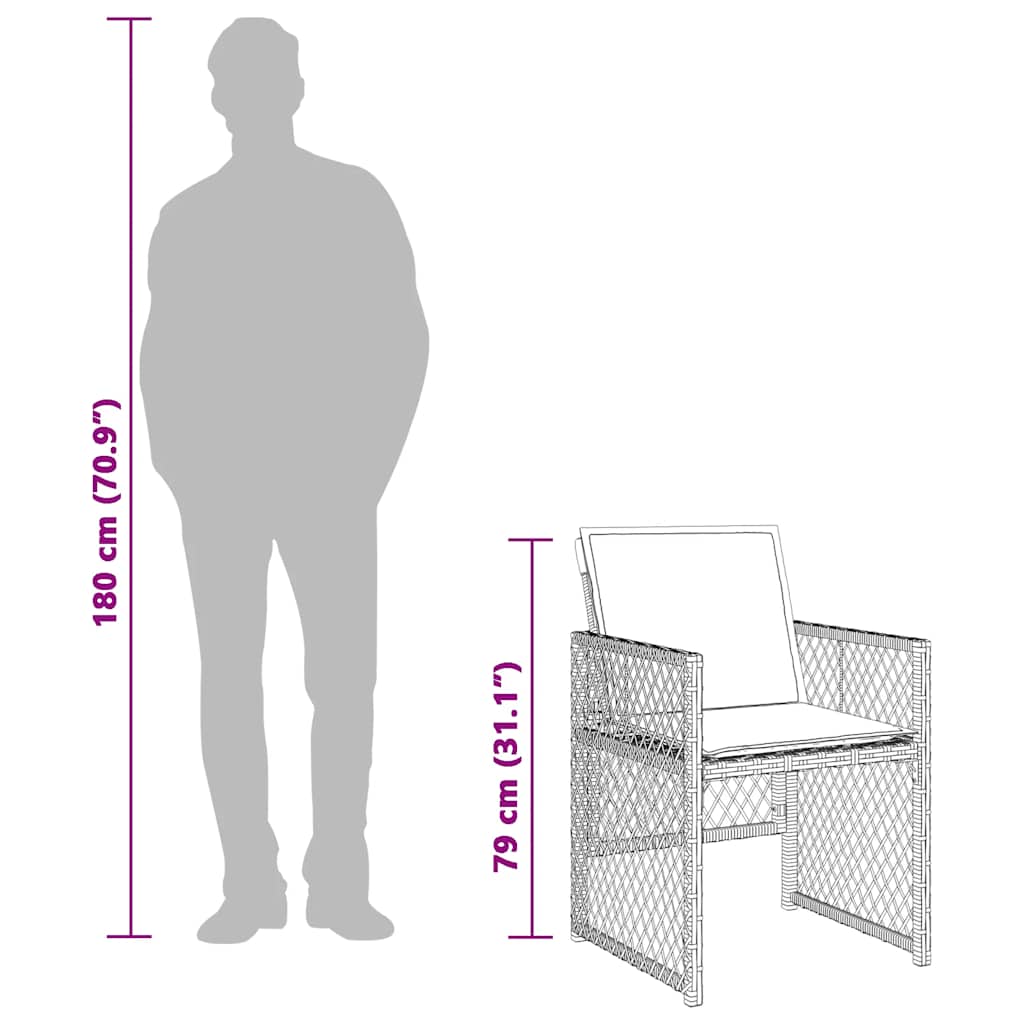 17-delige Tuinset met kussens poly rattan zwart – afbeelding 12