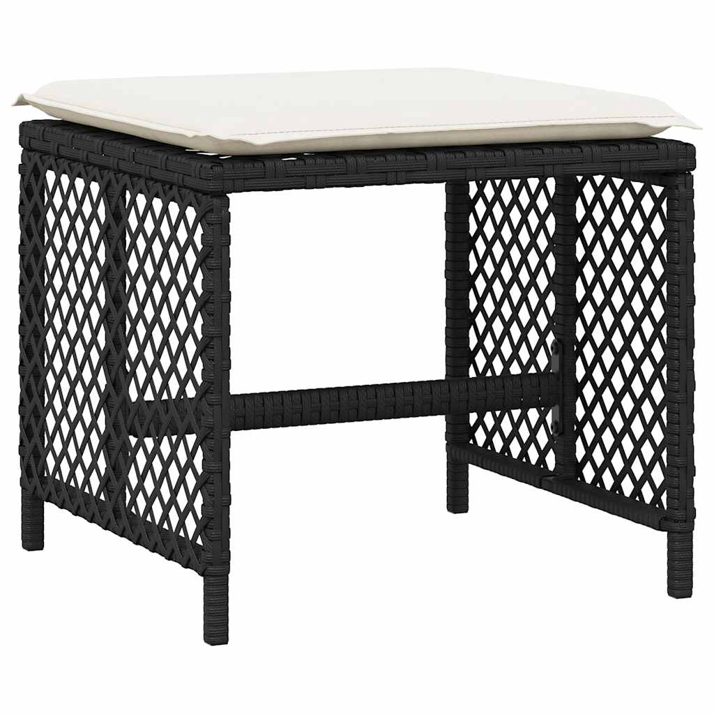 17-delige Tuinset met kussens poly rattan zwart – afbeelding 5