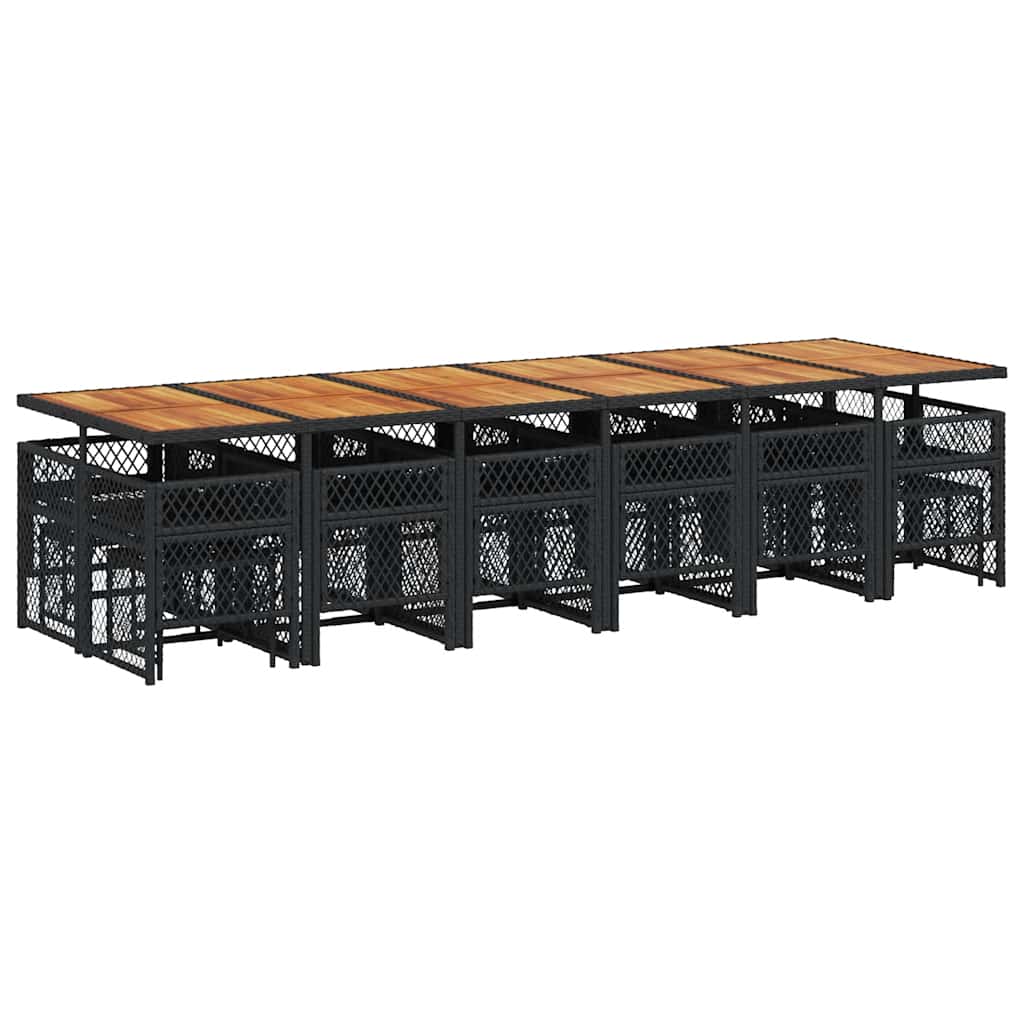 17-delige Tuinset met kussens poly rattan zwart – afbeelding 6