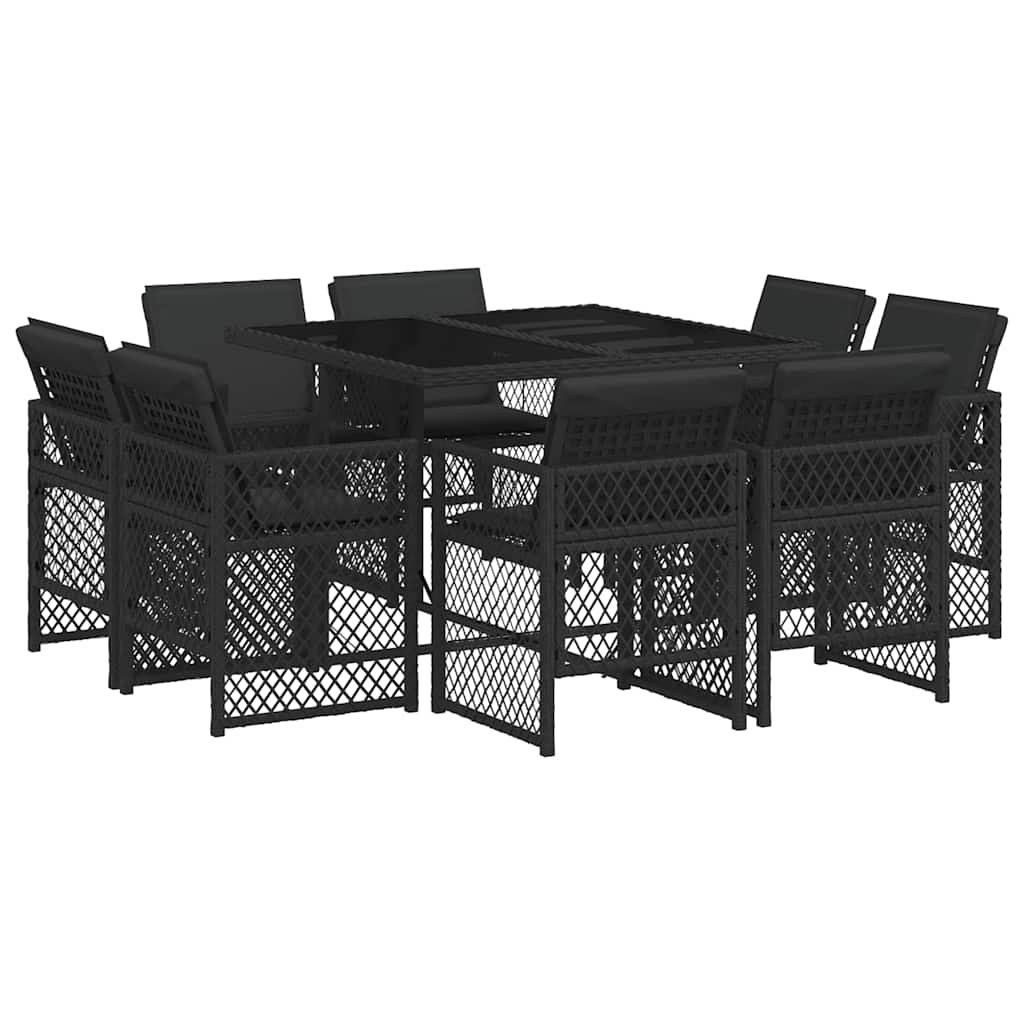 9-delige Tuinset poly rattan zwart – afbeelding 2