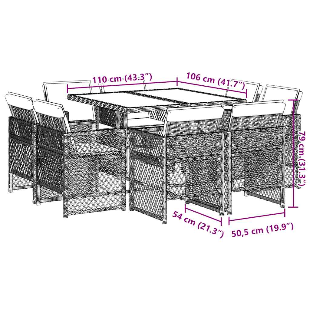 9-delige Tuinset poly rattan zwart – afbeelding 8