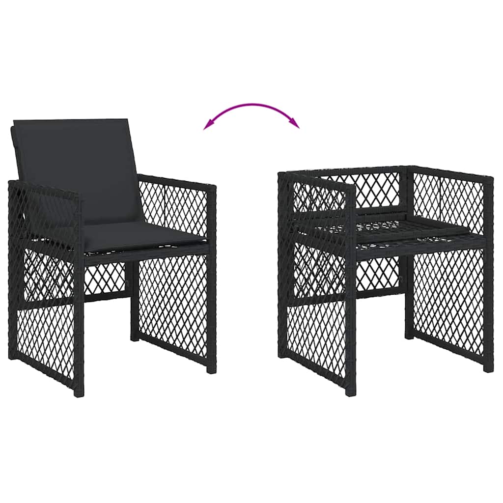 11-delige Tuinset met kussens poly rattan zwart – afbeelding 5