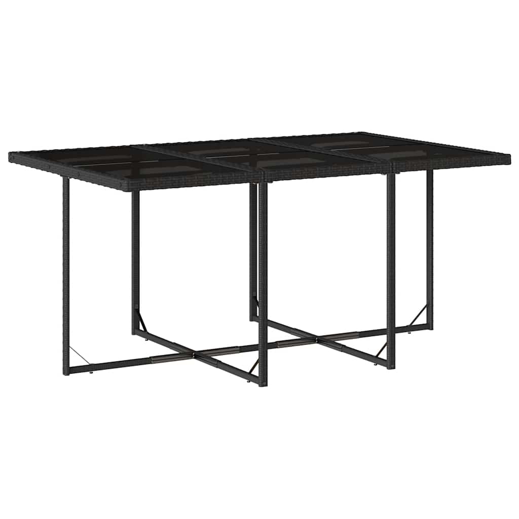 7-delige Tuinset met kussens poly rattan zwart – afbeelding 4