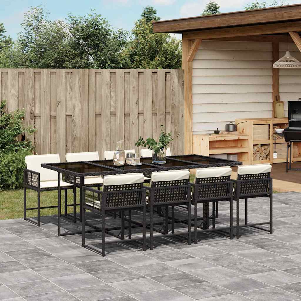 9-delige Tuinset poly rattan zwart – afbeelding 1