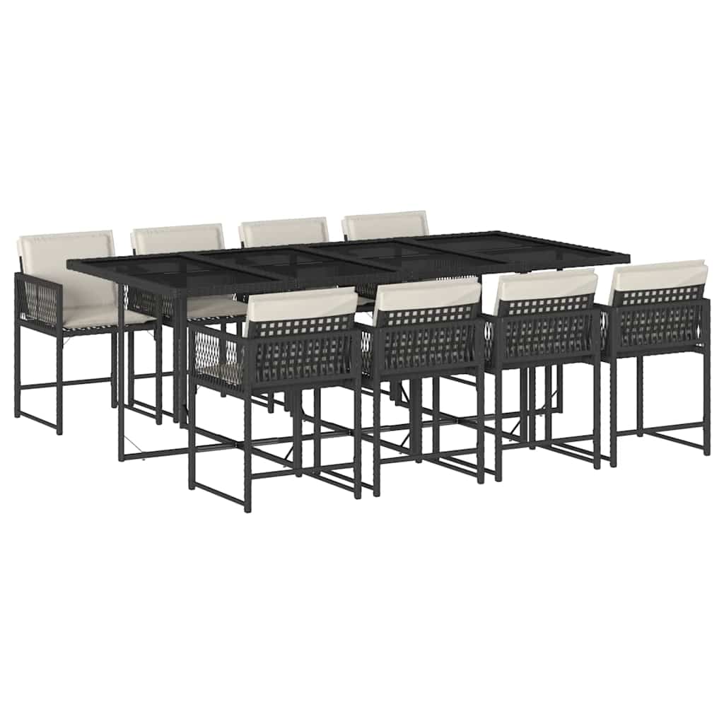 9-delige Tuinset poly rattan zwart – afbeelding 2