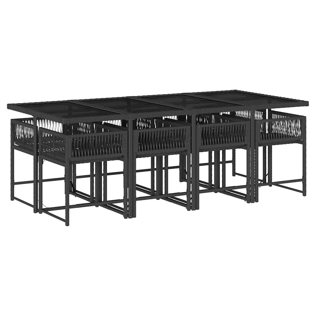 9-delige Tuinset poly rattan zwart – afbeelding 3