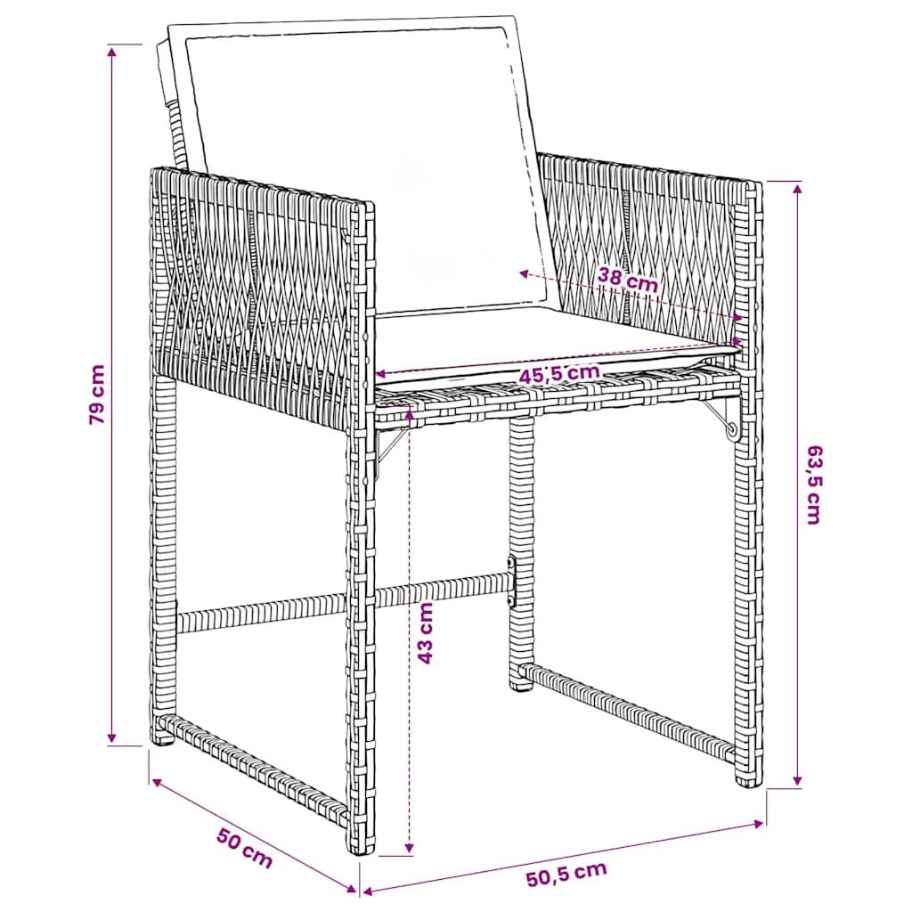 9-delige Tuinset poly rattan zwart – afbeelding 7