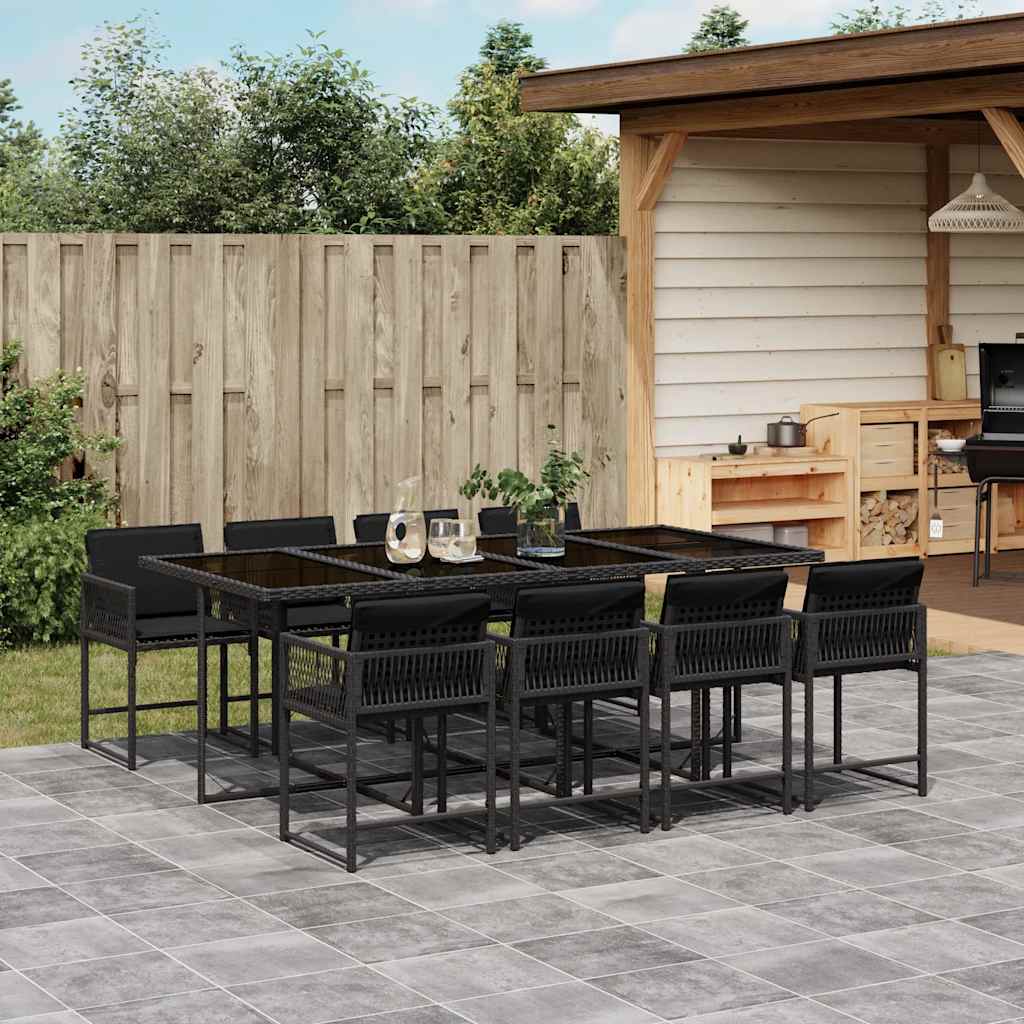 9-delige Tuinset poly rattan zwart – afbeelding 1