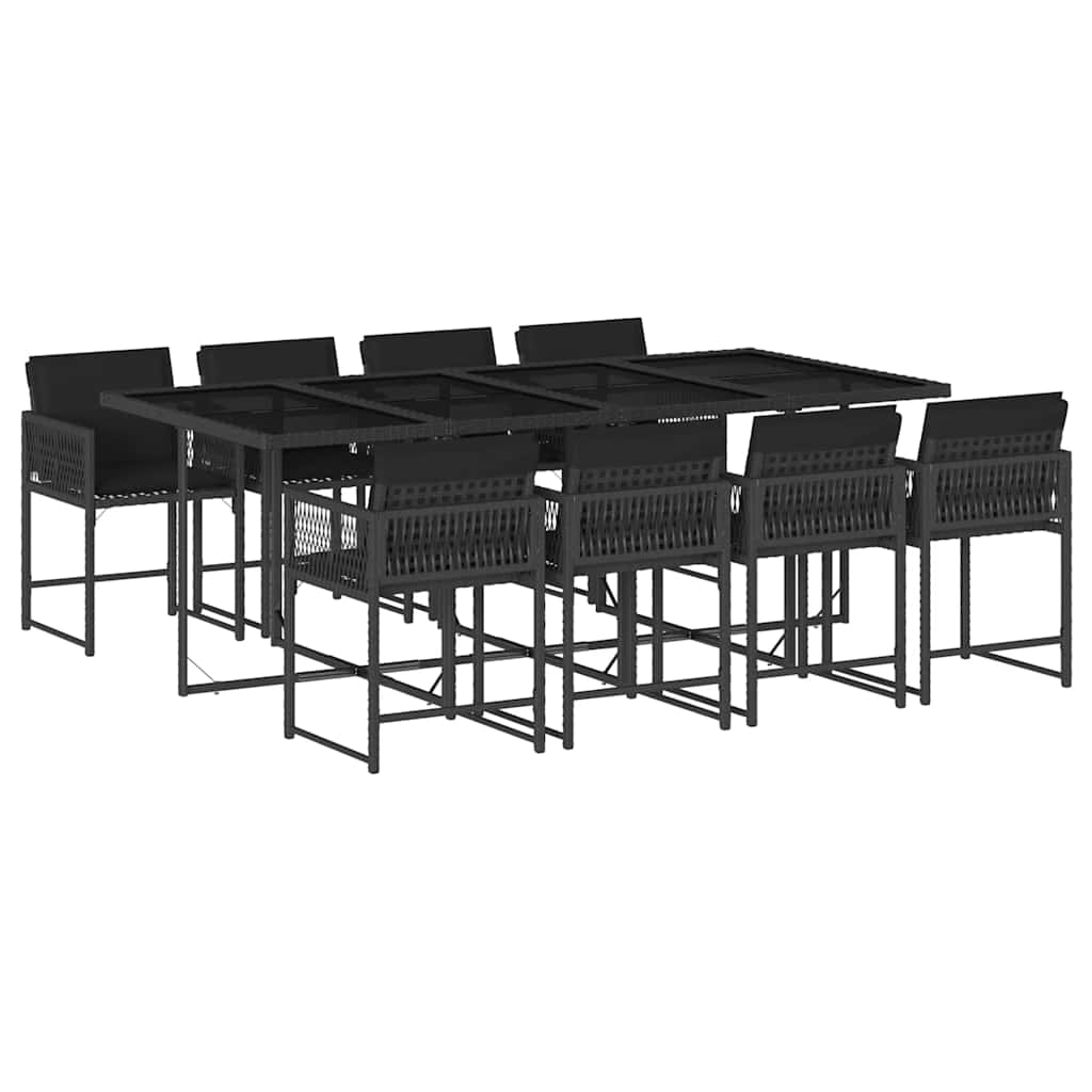 9-delige Tuinset poly rattan zwart – afbeelding 2