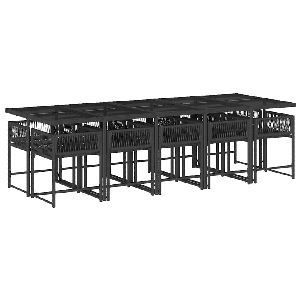 11-delige Tuinset met kussens poly rattan zwart – afbeelding 3