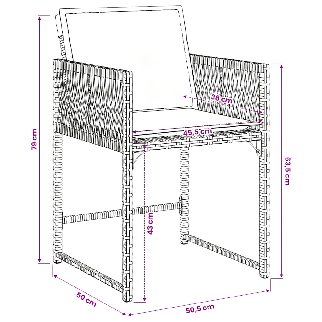 11-delige Tuinset met kussens poly rattan zwart – afbeelding 7