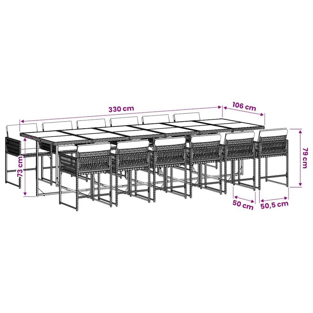 13-delige Tuinset met kussens poly rattan zwart – afbeelding 6