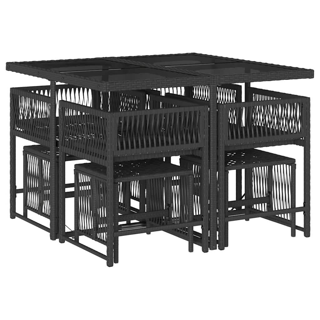 9-delige Tuinset poly rattan zwart – afbeelding 3