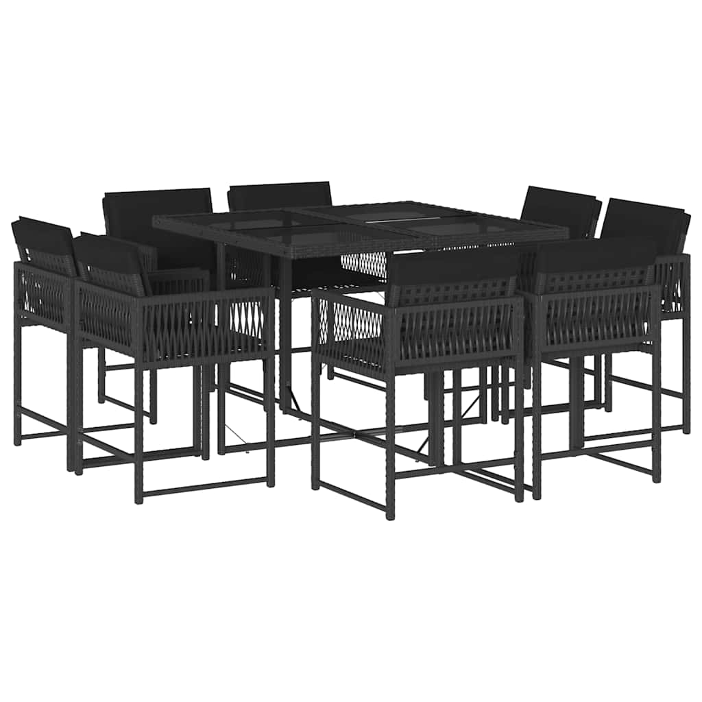 9-delige Tuinset poly rattan zwart – afbeelding 2