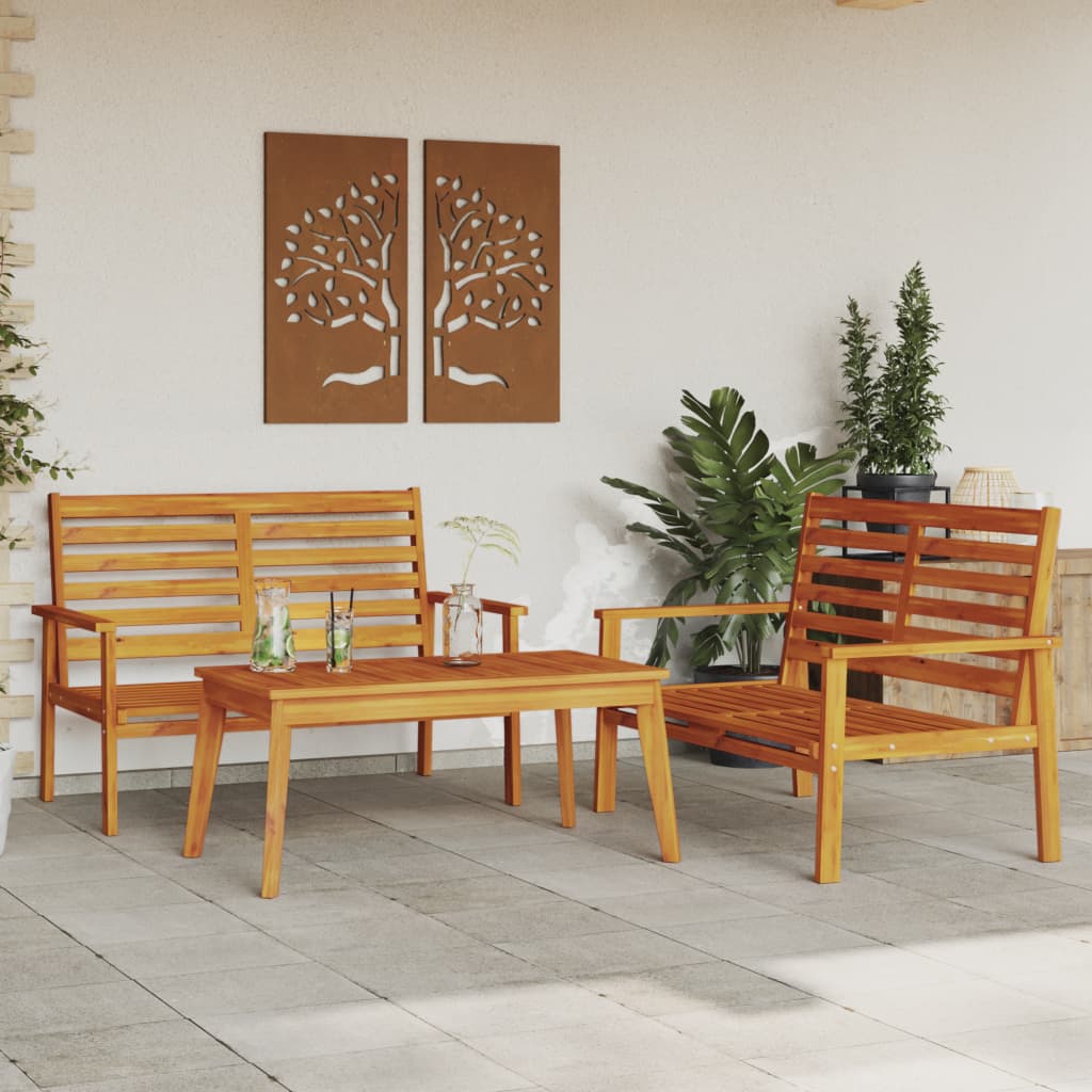 3-delige Loungeset massief acaciahout – afbeelding 1
