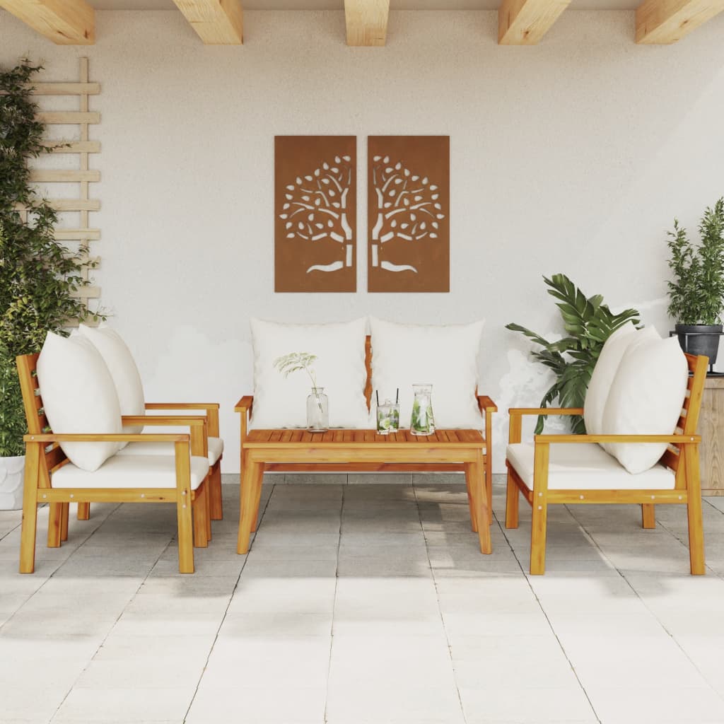 5-delige Loungeset met kussens massief acaciahout – afbeelding 1