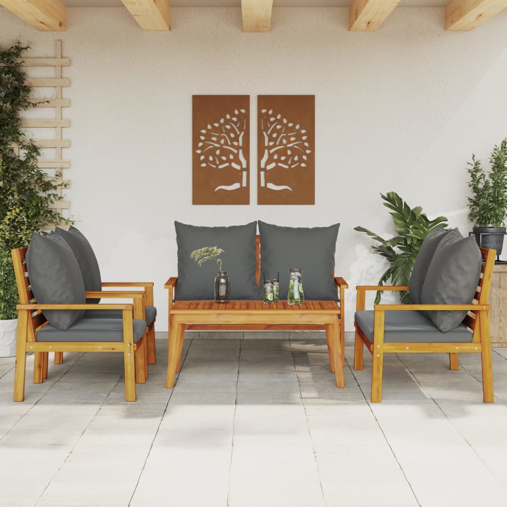5-delige Loungeset met kussens massief acaciahout – afbeelding 1