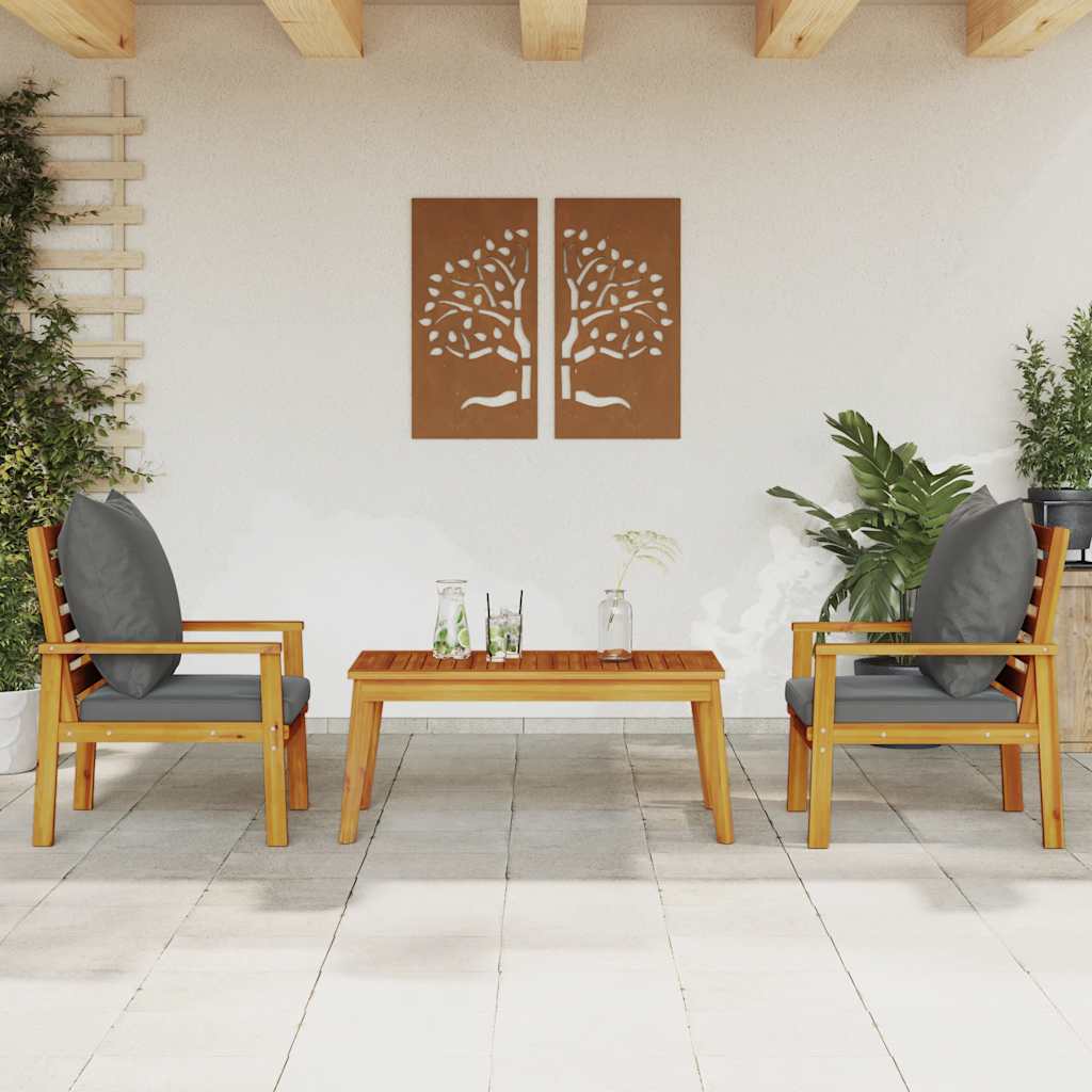 3-delige Loungeset met kussens massief acaciahout – afbeelding 1