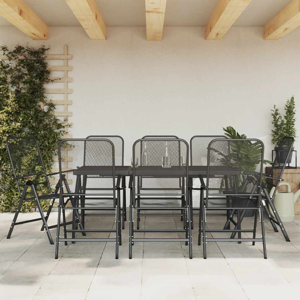 9-delige Tuinset metaalgaas antracietkleurig