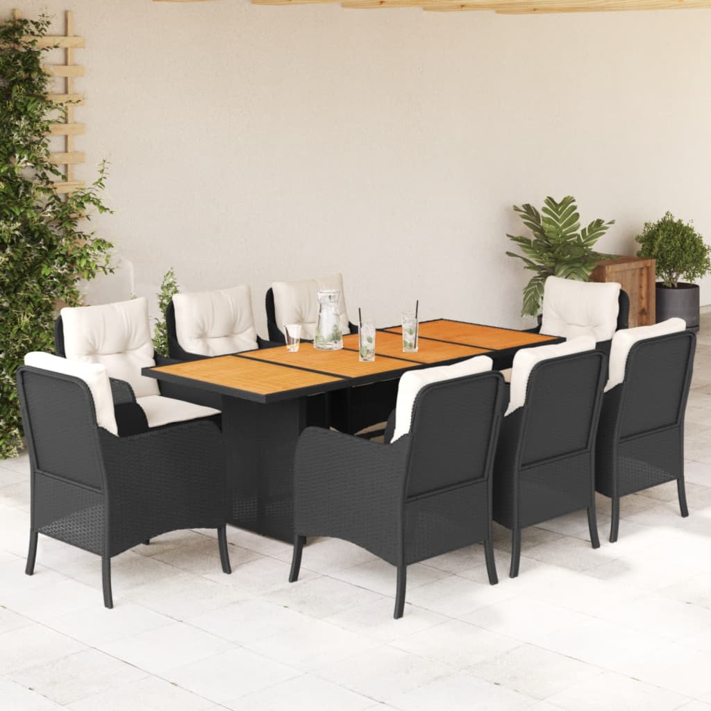 9-delige Tuinset poly rattan zwart – afbeelding 1