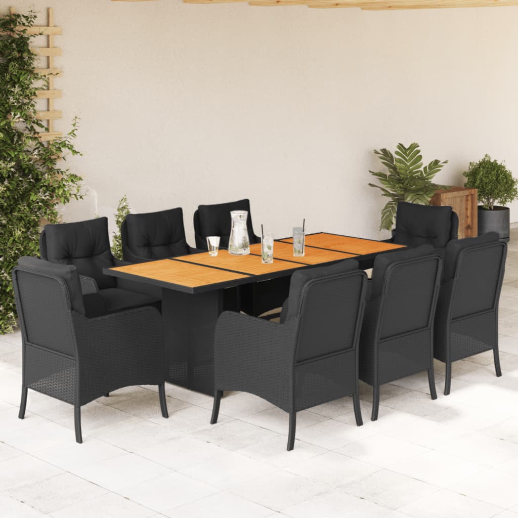 9-delige Tuinset poly rattan zwart – afbeelding 1