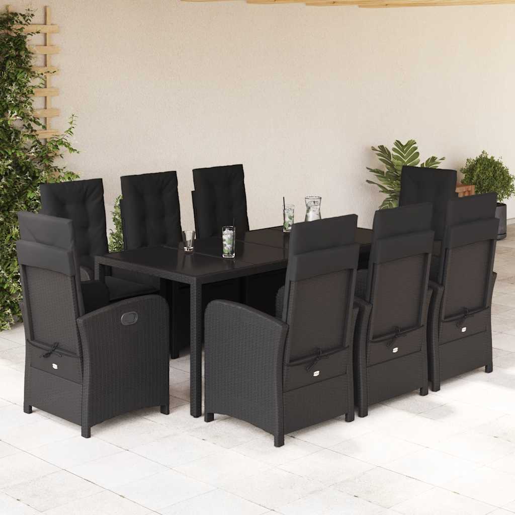 9-delige Tuinset poly rattan zwart – afbeelding 1