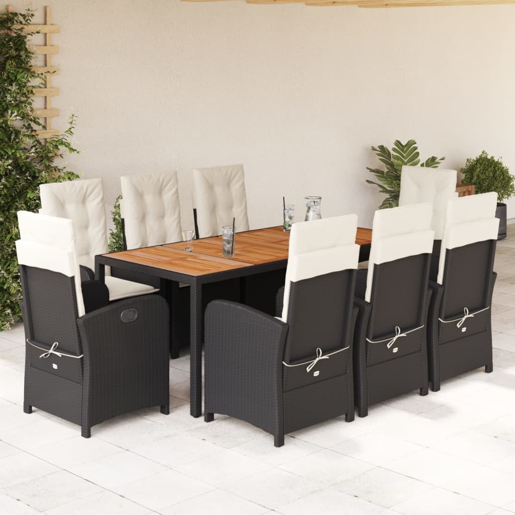 9-delige Tuinset poly rattan zwart – afbeelding 1