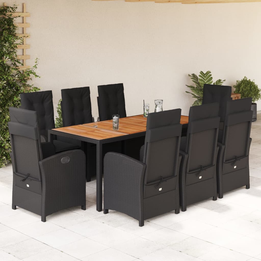 9-delige Tuinset poly rattan zwart – afbeelding 1