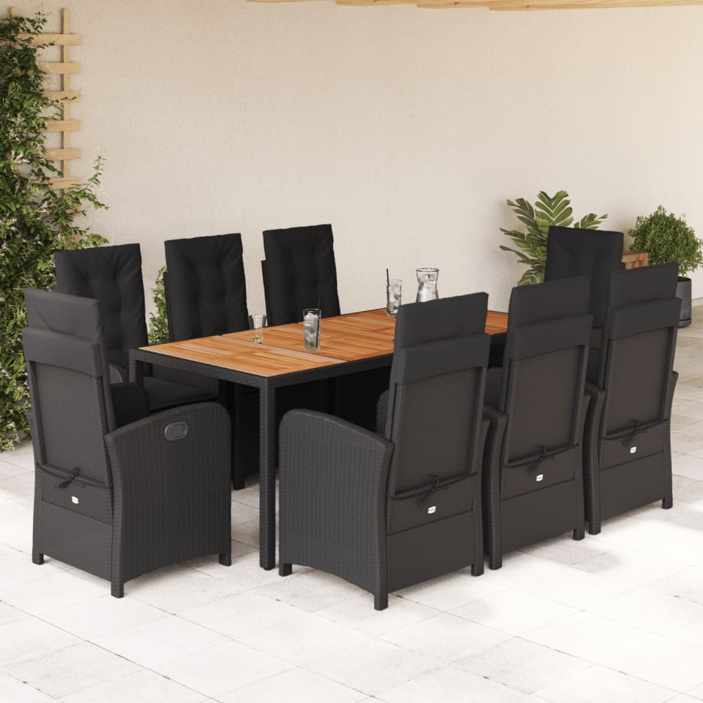 9-delige Tuinset poly rattan zwart – afbeelding 1