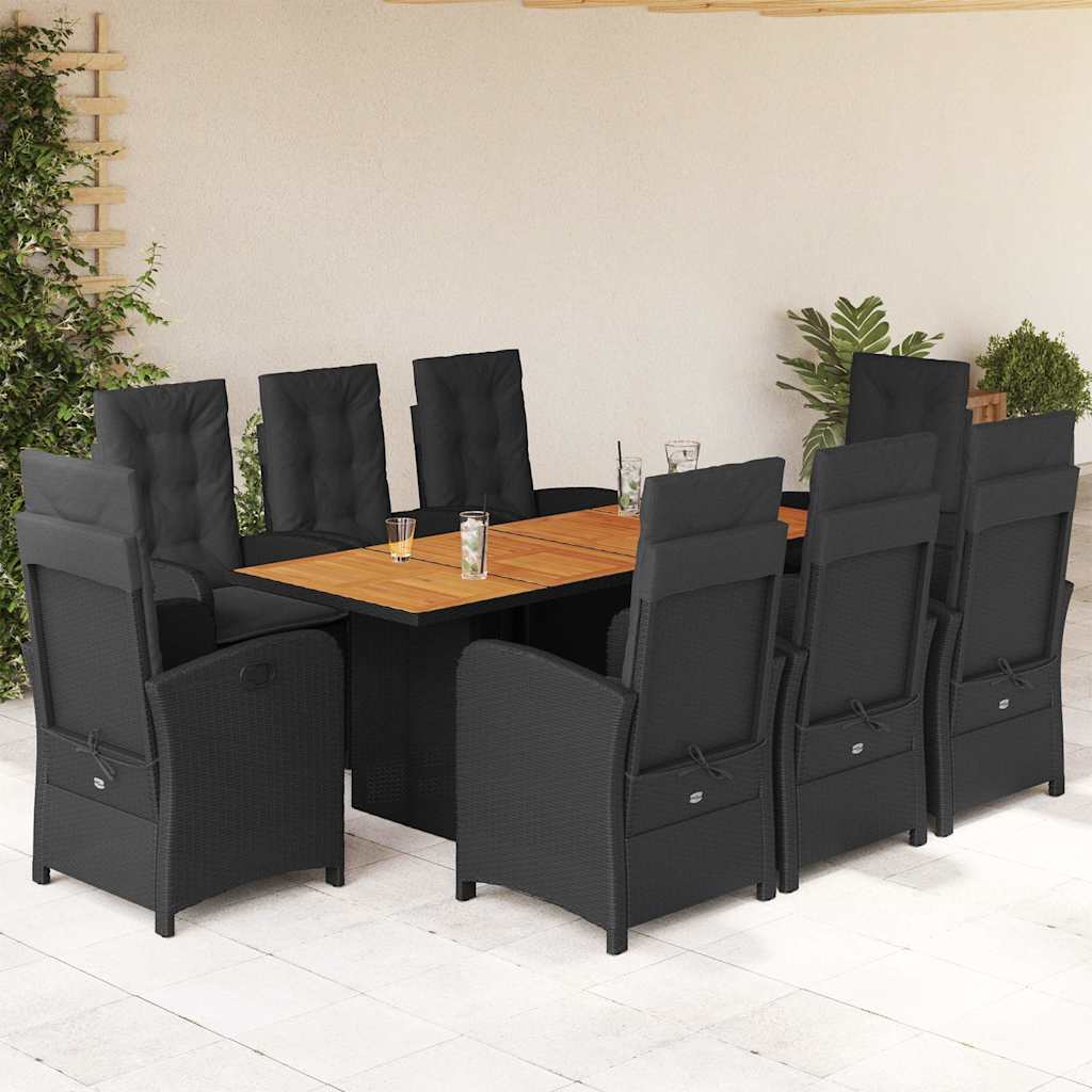 9-delige Tuinset poly rattan zwart – afbeelding 1