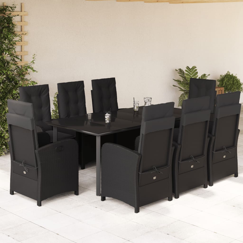 9-delige Tuinset poly rattan zwart – afbeelding 1