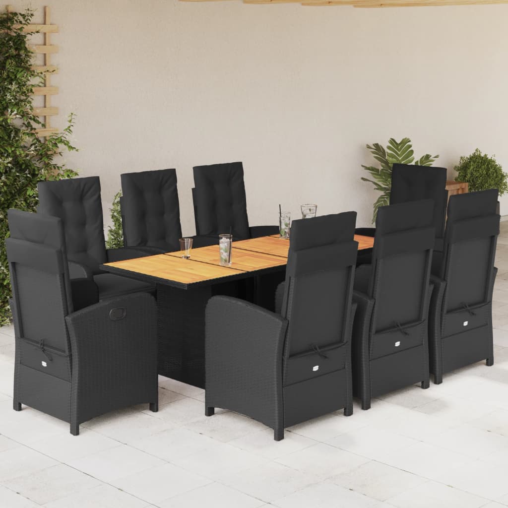 9-delige Tuinset poly rattan zwart – afbeelding 1